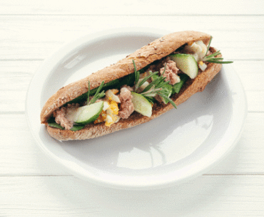 Baguette with tuna and egg salad